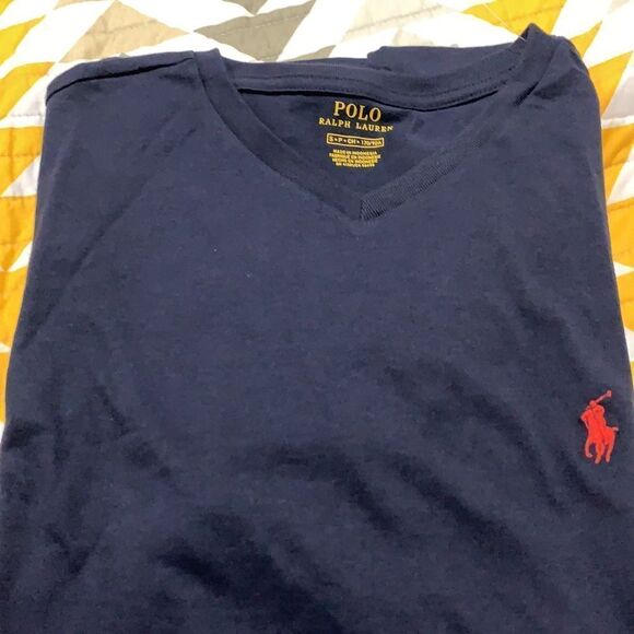 POLO RALPH LAUREN Featherweight Mesh V neck t-shirt in blue. NEW - Picture 4 of 4
